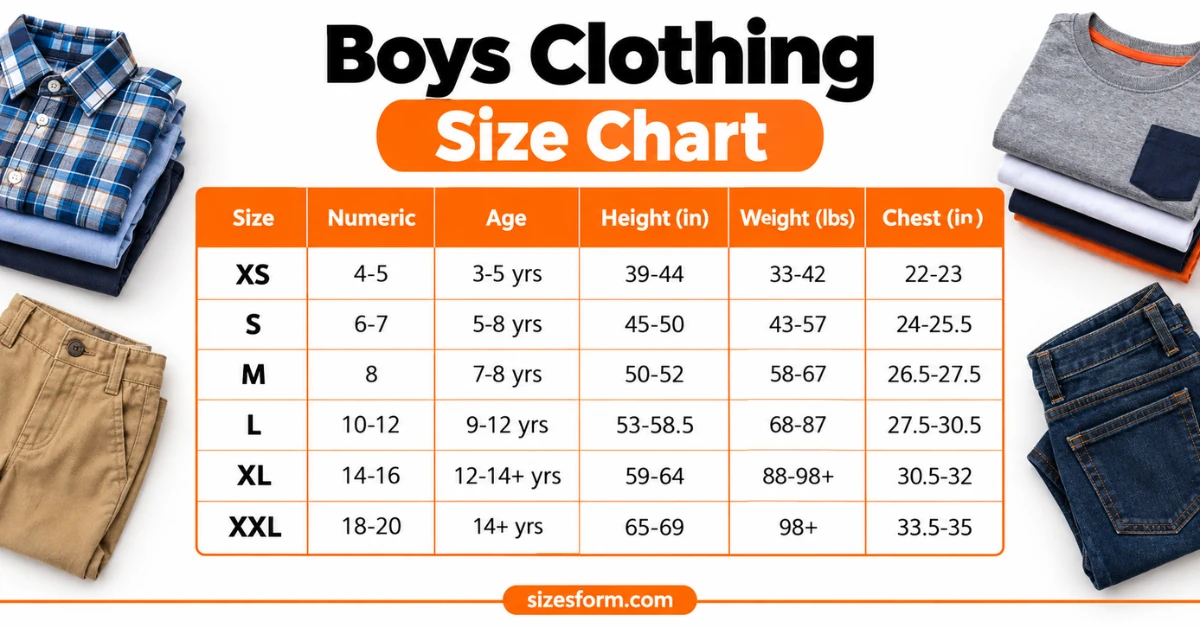 Boys Clothing Size Chart