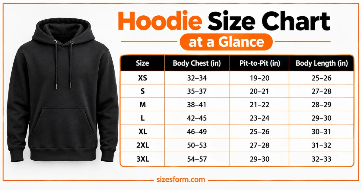 Hoodie Size Chart