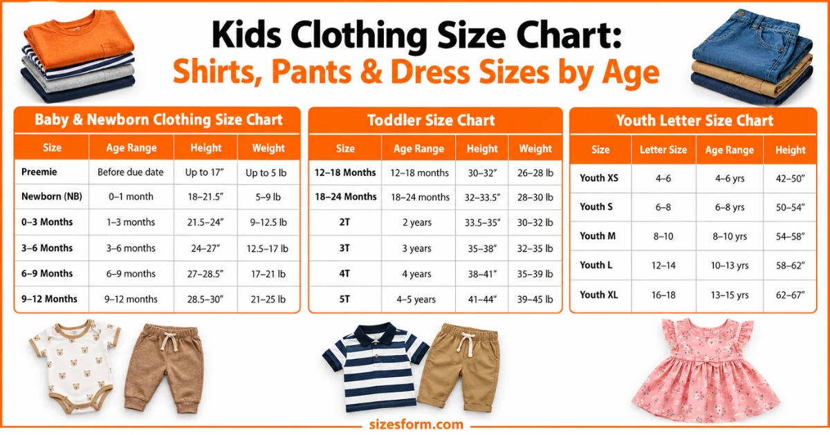 Kids Clothing Size Chart