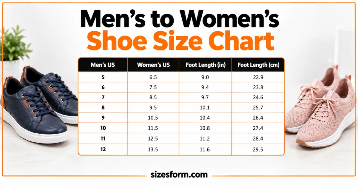 Men’s Shoe Size to Women’s